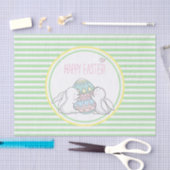 ハッピーイースター |かわいいバニー&グリーンストライプズ 薄葉紙 (クラフト)