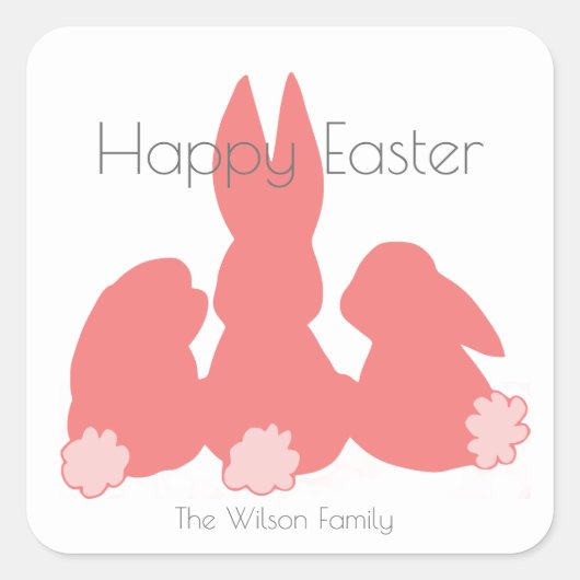 ハッピーイースター |かわいいバニー |ステッパーソナライズされたカー スクエアシール (正面)
