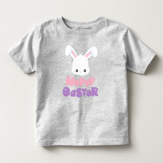 ハッピーイースター,かわいいバニー,ホワイトバニー,ウサギ トドラーTシャツ (正面)