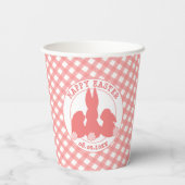ハッピーイースター – かわいいバンニー&ピンクギンガム 紙コップ (裏面)