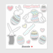 ハッピーイースター!かわいいパンとイースターエッグ シール (シート)