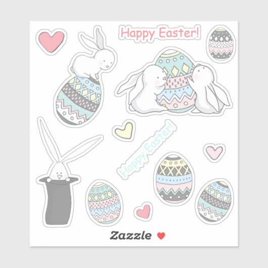 ハッピーイースター!かわいいパンとイースターエッグ シール (シート)