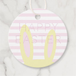 ハッピーイースター |かわいいピンク&イエローバニーの耳 フェイバータグ