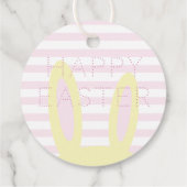 ハッピーイースター |かわいいピンク&イエローバニーの耳 フェイバータグ (裏面)