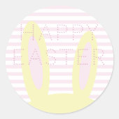 ハッピーイースター |かわいいピンク&イエローバニーの耳 ラウンドシール (正面)