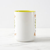 "ハッピーイースター"かわいいベビーシック&バーントオレンジ文字 ツートーンマグカップ (中央)