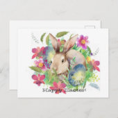 ハッピーイースター!かわいい卵のバニー シーズンポストカード (正面/裏面)