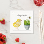 ハッピーイースター、かわいい女の子、（昆虫）マルハナバチ スタンダードカクテルナプキン (インサイチュ)