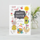 ハッピーイースター。かわいい子供たち漫画のウサギと卵 シーズンカード (スタンド正面)