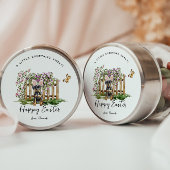 ハッピーイースター | かわいい子犬パーソナライズされたバニー ラウンドシール