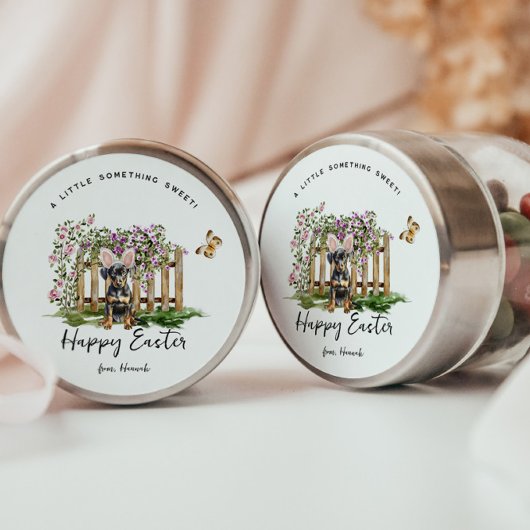 ハッピーイースター | かわいい子犬パーソナライズされたバニー ラウンドシール