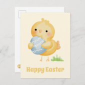 ハッピーイースター!かわいい水色シック ポストカード (正面/裏面)