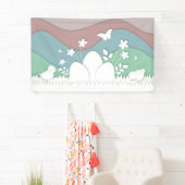 ハッピーイースター、かわいい雛、草の上のイースターエッグ 横断幕 (インサイチュ)