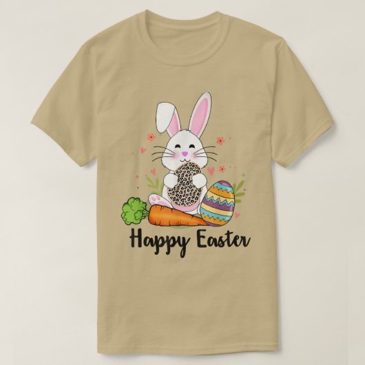 ハッピーイースター、にんじんバニー卵 Tシャツ (デザイン正面)