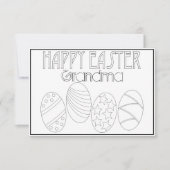 「ハッピーイースター」イースターの卵と文字の色付け カード (正面)