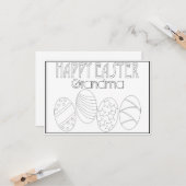 「ハッピーイースター」イースターの卵と文字の色付け カード (正面/裏面インサイチュ)