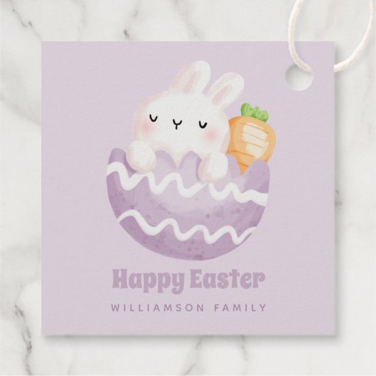 ハッピーイースター!イースターの卵の可愛いイースターバニー フェイバータグ (裏面)