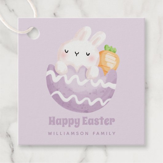 ハッピーイースター!イースターの卵の可愛いイースターバニー フェイバータグ (正面)