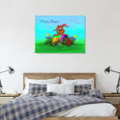 ハッピーイースター!イースターウサギ キャンバスプリント (インサイチュ (寝室))