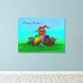 ハッピーイースター!イースターウサギ キャンバスプリント (インサイチュ (ウッドフロア))