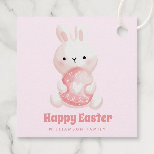 ハッピーイースター!イースターエッグのかわいいイースターバニー フェイバータグ (裏面)