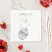 ハッピーイースター!イースターエッグのかわいいバニー スタンダードランチョンナプキン (インサイチュ)