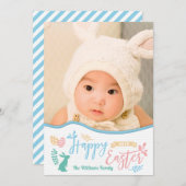 ハッピーイースター|イースターエッグのバニーの写真の休日カード シーズンカード (正面/裏面)