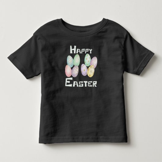 ハッピーイースター、イースターエッグハント トドラーTシャツ (正面)