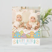 ハッピーイースター |イースターエッグバニーフォトホリデーカード シーズンカード (スタンド正面)
