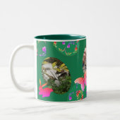 ハッピーイースター、イースターエッグw/3写真 ツートーンマグカップ (左)