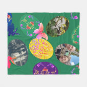 ハッピーイースター、イースターエッグw/3写真 フリースブランケット (正面(横))