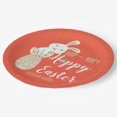 ハッピーイースター、イースターバニーシンプルかわいい家族 ペーパープレート (アングル)