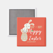 ハッピーイースター、イースターバニーシンプルかわいい家族 マグネット (正面/裏面)