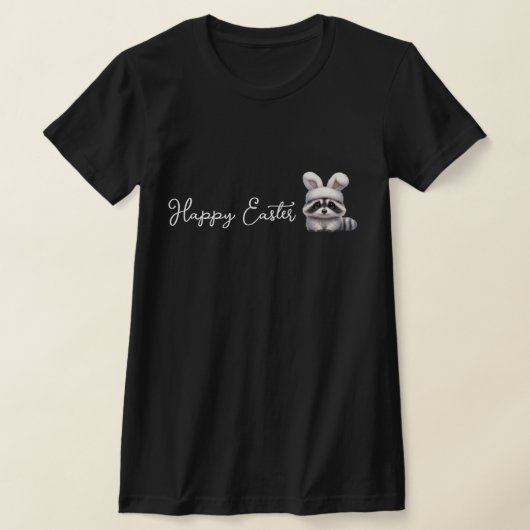 ハッピーイースター – イースターバニーラクーン Tシャツ (レイダウン)