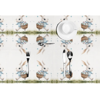 ハッピーイースター、イースターバニー歩くと卵 テーブルクロス