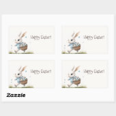 ハッピーイースター、イースターバニー歩くと卵 長方形シール (シート)