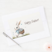 ハッピーイースター、イースターバニー歩くと卵 長方形シール (封筒)