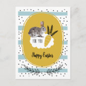 ハッピーイースター。イースターバニー シーズンポストカード (正面)