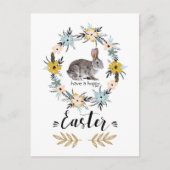 ハッピーイースター。イースターバニー&春の花 シーズンポストカード (正面)