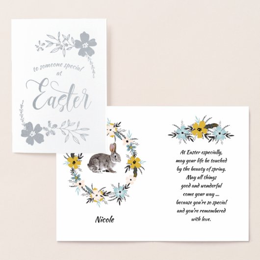ハッピーイースター。イースターバニー 箔カード (ディスプレー)