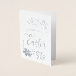 ハッピーイースター。イースターバニー 箔カード