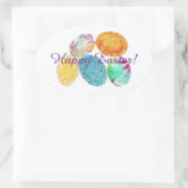 ハッピーイースター、エレガントイースターエッグの渦巻き 楕円形シール (バッグ)