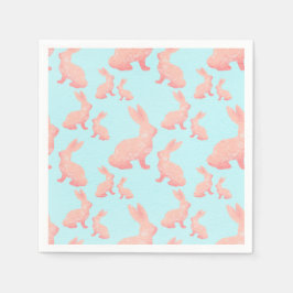 ハッピーイースター – オレンジレッドバニーのパターン スタンダードカクテルナプキン