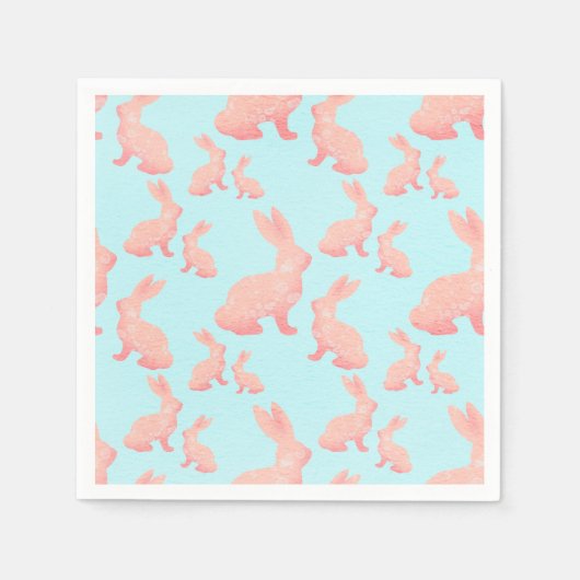 ハッピーイースター – オレンジレッドバニーのパターン スタンダードカクテルナプキン (正面)