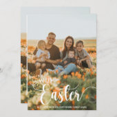 "ハッピーイースター"カスタムフォトシックモダンレタリング シーズンカード (正面/裏面)