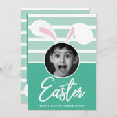 「ハッピーイースター」カスタム写真イースターバニーイヤーズ シーズンカード (正面/裏面)