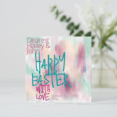 「ハッピーイースター」 カラフル|水グランジ色イースター シーズンカード (スタンド正面)