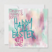 「ハッピーイースター」 カラフル|水グランジ色イースター シーズンカード (正面)