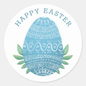 ハッピーイースター/キッズ卵狩り。可愛モダンい青 ラウンドシール (正面)