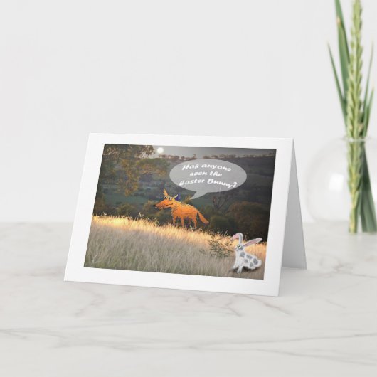 ハッピーイースター、キツネおよびイースターのウサギ、ユーモア シーズンカード (正面)